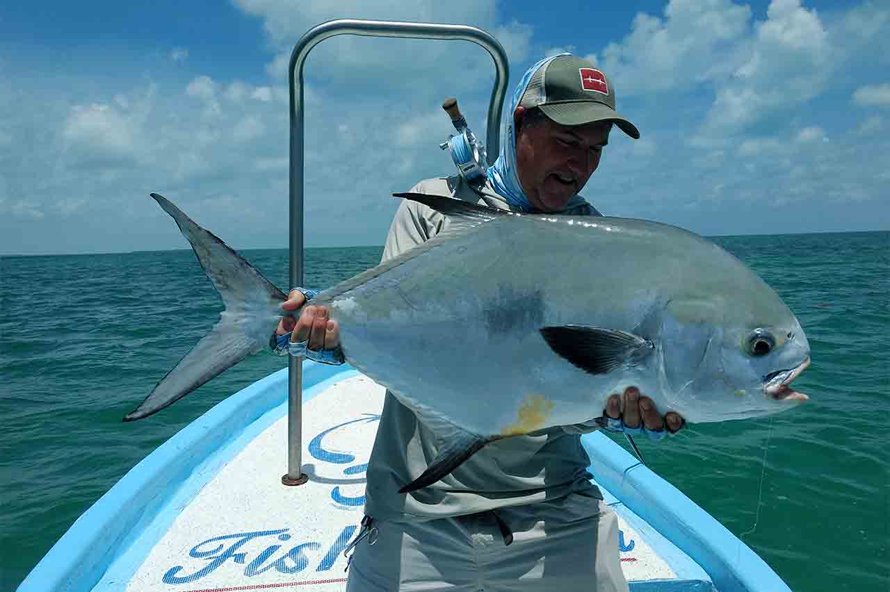 Giant Permit Ascension Bay Mexico Fly Fishing Lodge